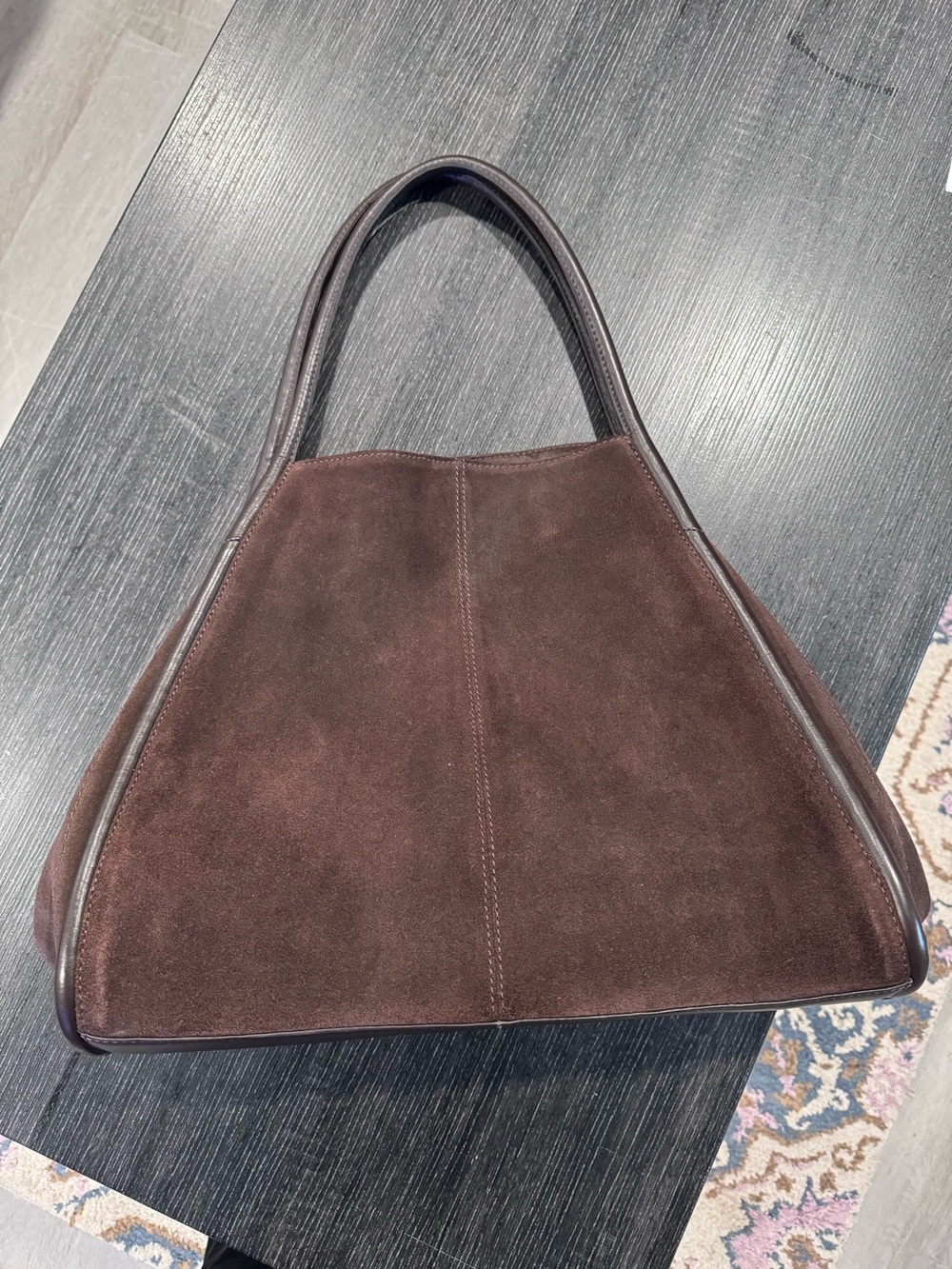 Women's Suede Tote Bag in Dark Brown - Picture 8 of 14